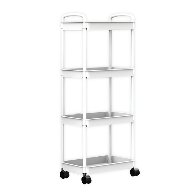 BangJiaShi 推車置物架 置物手推車 4層, 白色, 1個
