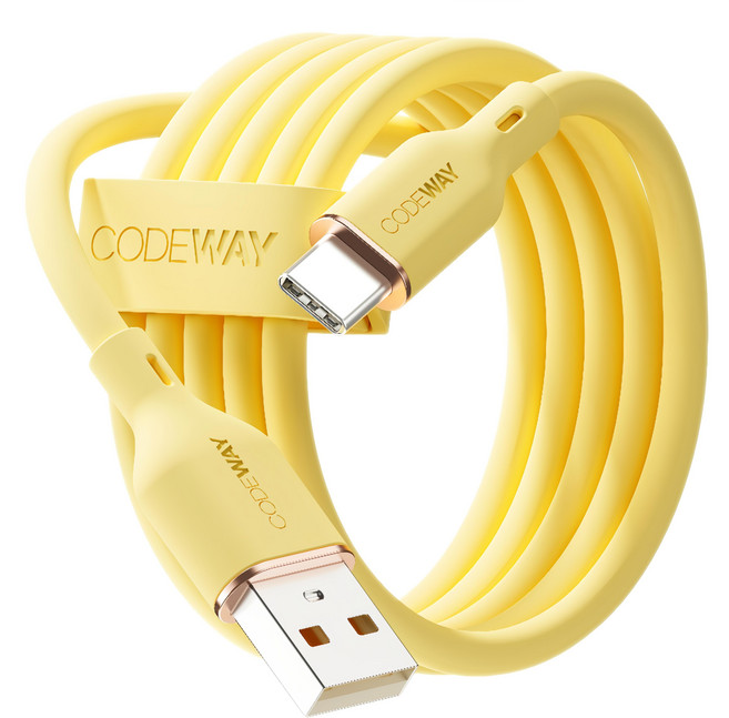 CODEWAY PALLET 系列 USB-A-USB-C 快充充電線, 黃色, 1條, 2m