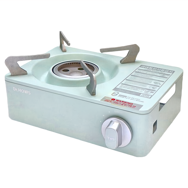 DR.HOWS 2.0Kw 馬卡龍迷你卡式爐 附手提收納硬盒 內焰式設計 兒童鎖設計 台灣商檢合格, 薄荷綠, 1個