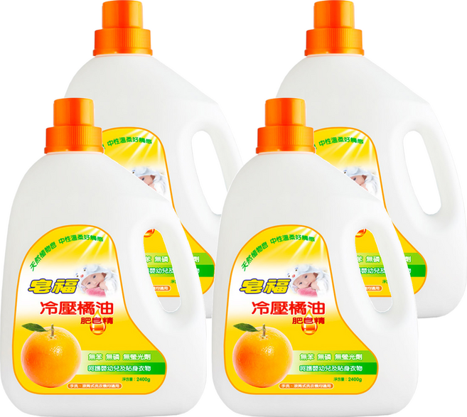 皂福 冷壓橘油肥皂精, 2.4kg, 4桶