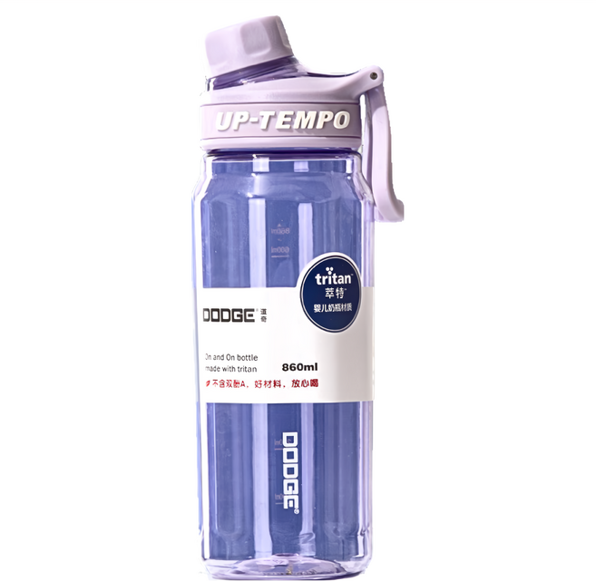 DODGE 道奇 Tritan 運動透明水壺, 透明, 1個, 860ml