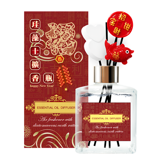 QiMart 迎春納福香氛珪藻擴香瓶, 白麝香, 200ml, 1件