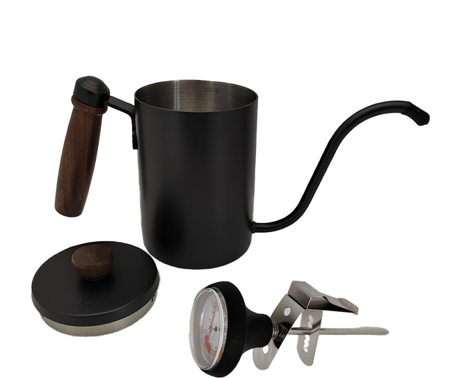 卡特屋 木手柄手沖壺 附溫度針, 手沖咖啡壺 + 溫度針, 600ml, 1件