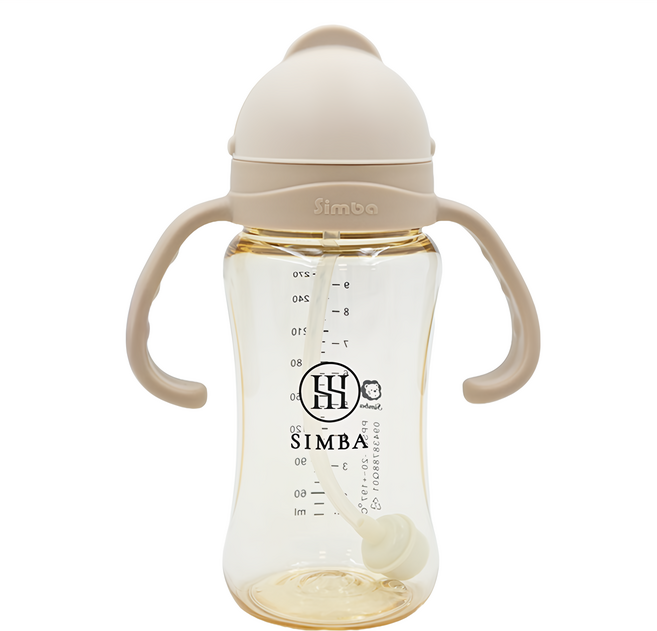 Simba 小獅王辛巴 蘊蜜鉑金PPSU防漏滑蓋學習水杯, 杏茶, 270ml, 1個