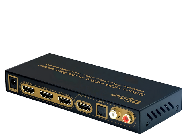 DigiSun 得揚 AH231U 4K HDMI 2.0 三進一出切換器+音訊擷取器 SPDIF + L/R, 1個