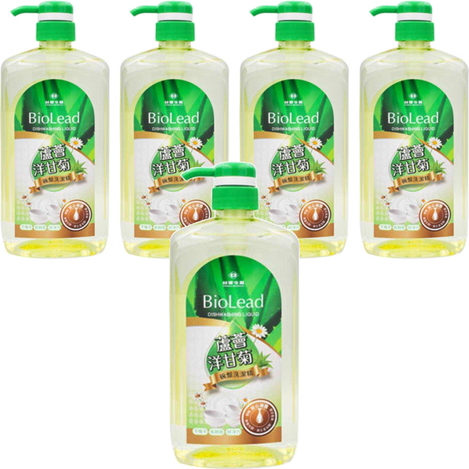 台塑生醫 BioLead 蘆薈洋甘菊 碗盤 洗潔精 洗碗精 壓送瓶, 1kg, 5瓶