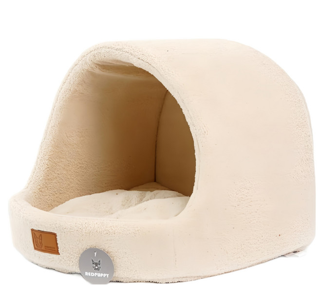 REDPUPPY 保暖圓形寵物窩, 象牙白, 1個