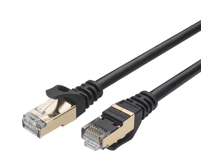 RASTO REC12 極速 Cat7 鍍金接頭SFTP雙屏蔽網路線, 2m, 金色 + 黑色, 1條