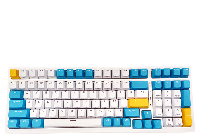 irocks 艾芮克 無線機械鍵盤 原廠保固, IRK86R, 紅軸, 蘇打布丁 藍色 + 白色 + 黃色, 1個