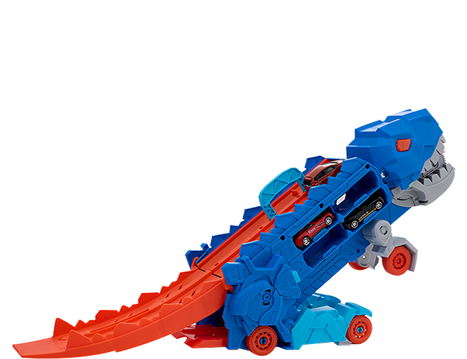 KiKimmy 多功能2IN1霸王龍雙軌競速飛車/可收納小車, 藍色, 1個