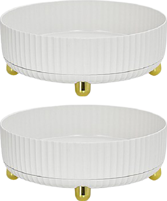 comet 時尚化妝棉收納轉盤 L, 2個, 白色