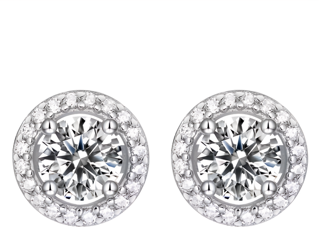 CF Diamond 耳環 莫桑鑽 S925銀 八心八箭切工 每顆0.5克拉