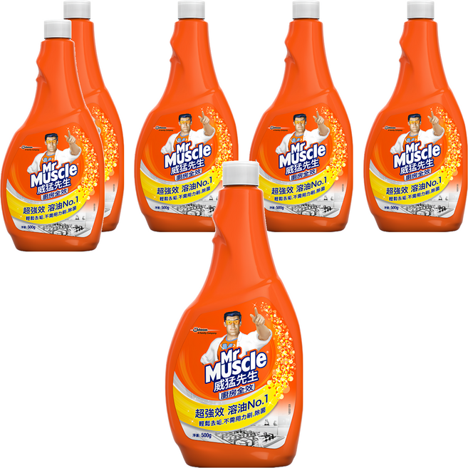 Mr Muscle 威猛先生 廚房清潔劑重裝瓶補充裝 超強效, 500g, 6瓶