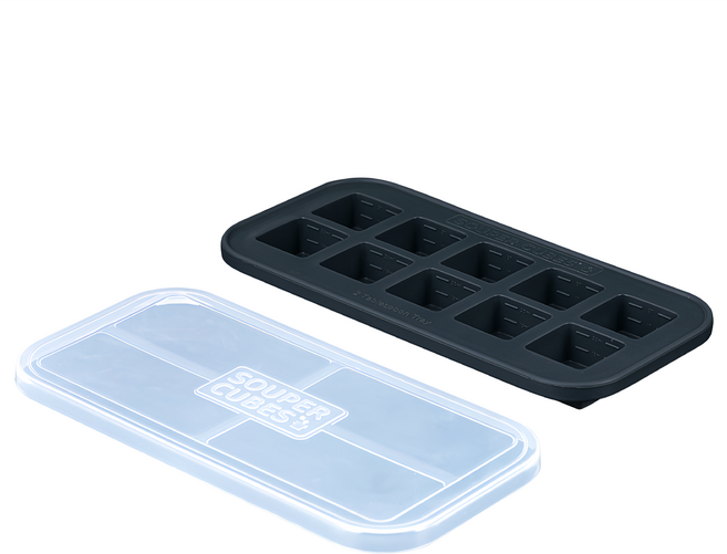 SOUPER CUBES 多功能食品級矽膠保鮮盒 10格 曜石灰 安全無毒, 1入, 1個