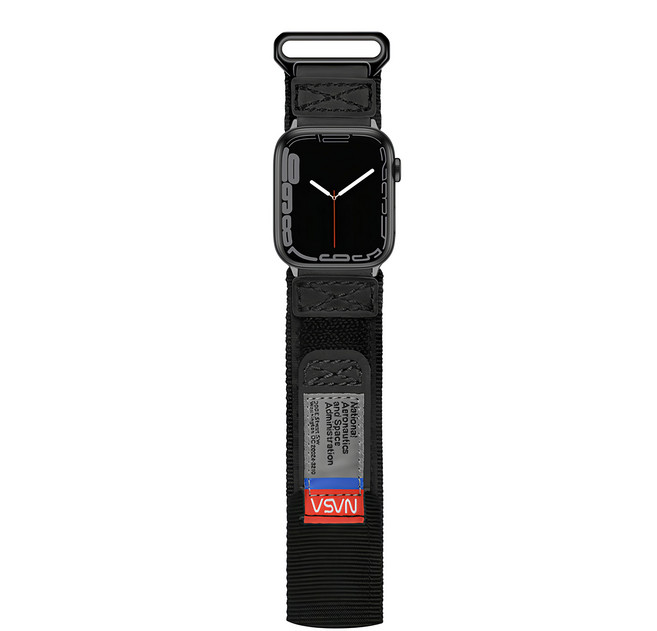 加拿大 Mifa Apple Watch 戰術尼龍混搭真皮皮革運動錶帶 加長版 EDC-34 XL, 1個, NASA黑