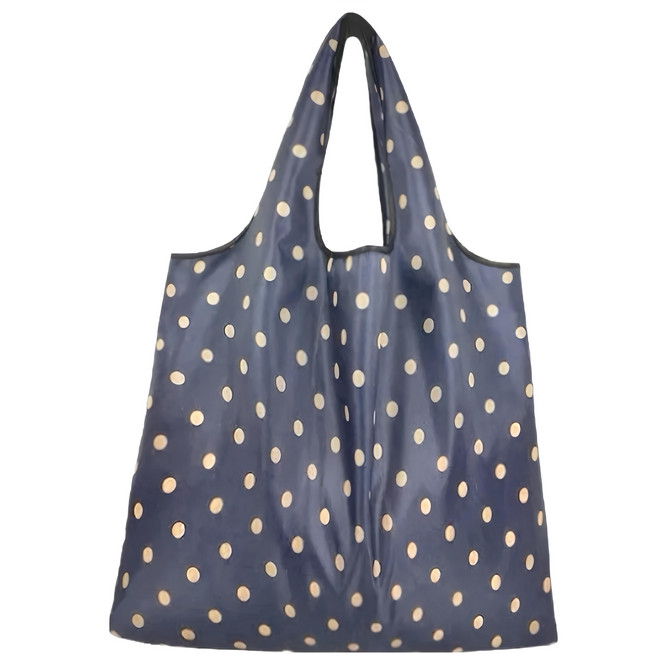 超質感厚實環保購物袋, 藍底灰點, 1個