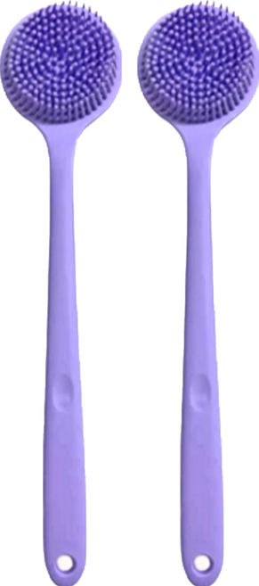 矽膠洗澡洗背刷 38 x 8 x 3.5cm 130g, 薰衣草紫, 1支, 2支