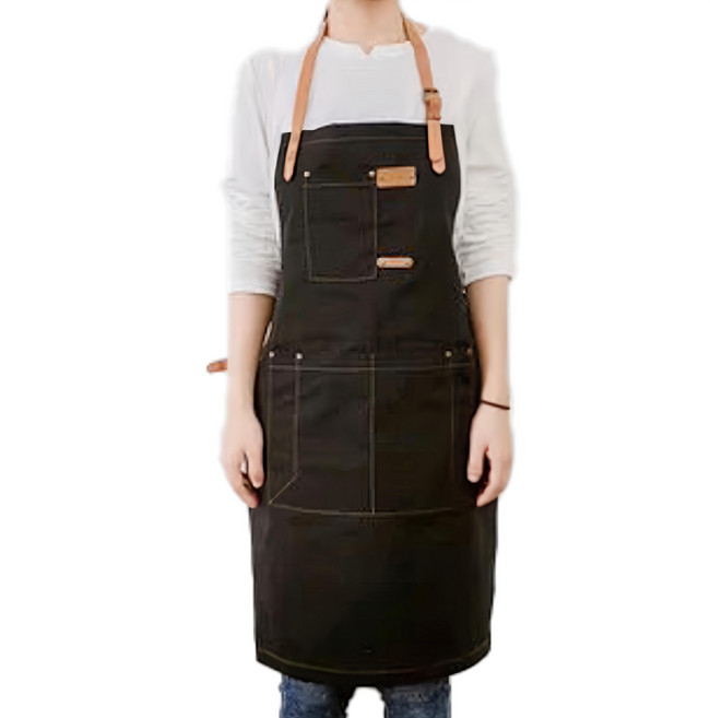 葉子小舖 工業風工作圍裙 皮帶款, 黑色, 1件