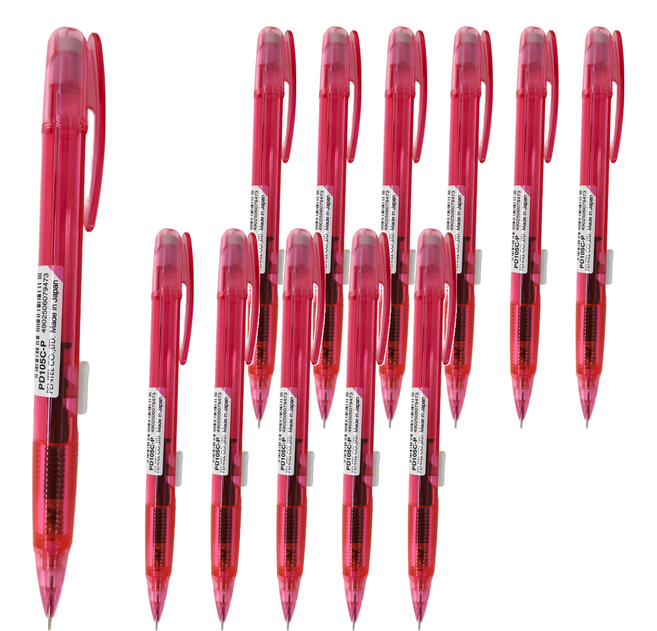 Pentel 飛龍文具 側壓自動鉛筆 PD105C-P 果凍粉色, 0.5mm, 12支