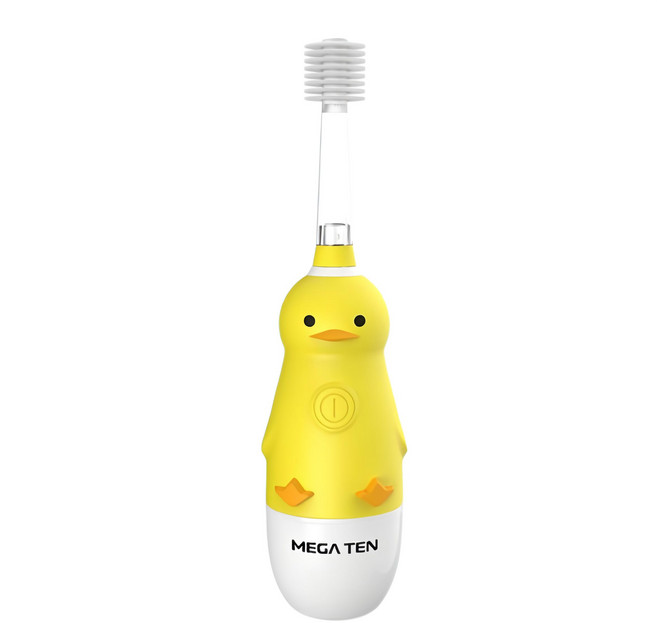 MEGA TEN 幼童電動牙刷 360度全方位刷頭, 鴨子 黃色, 1支, MB-KS6008D