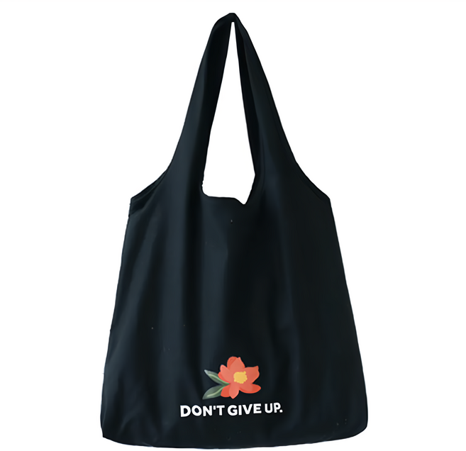 E.City 清新花朵單肩帆布購物提袋