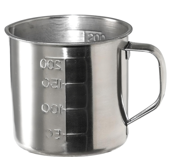 不鏽鋼帶刻度量杯, 200cc, 1個, 銀色
