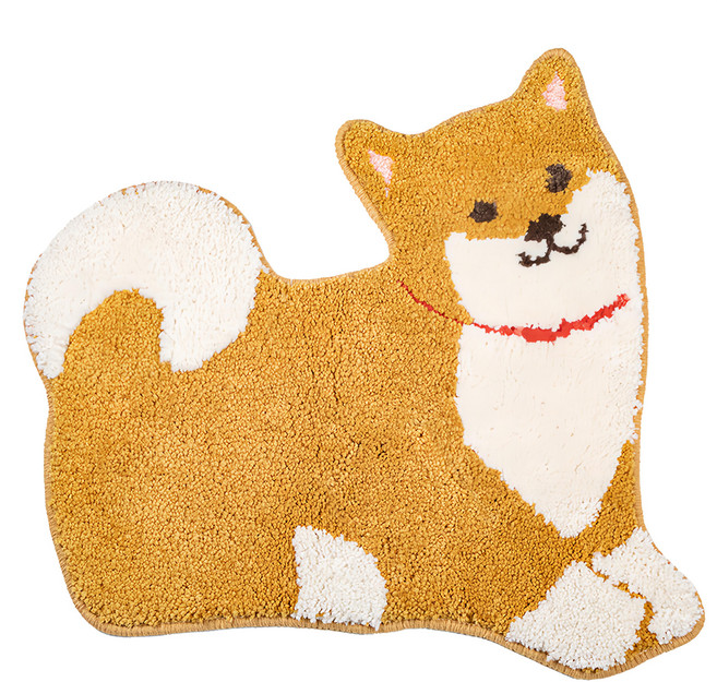 日本 oka 可愛動物可水洗地墊, 柴犬 棕色 + 白色
