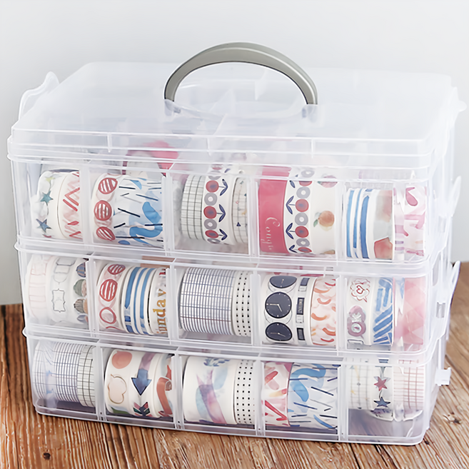 多格收納盒 3層手提 30格 05 大, 透明色, 1個