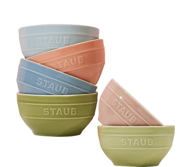 staub 馬卡龍陶瓷碗6件組 12cm, 多色, 1組
