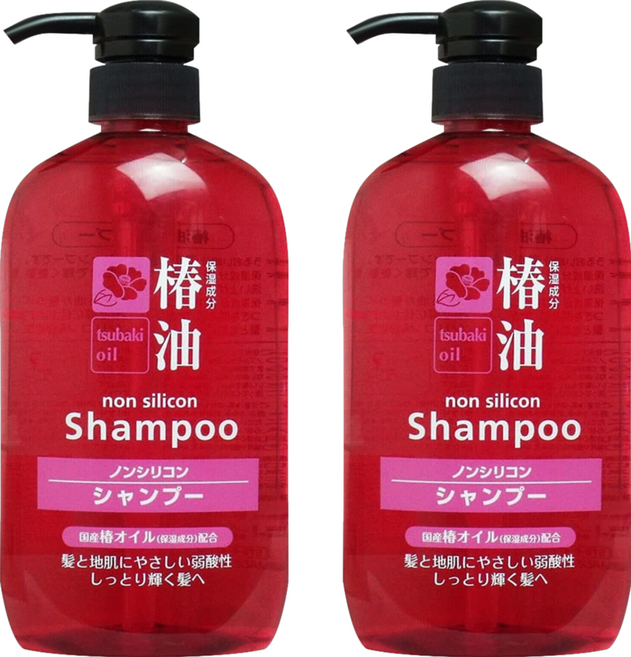 KUMANO 熊野油脂 無矽靈洗髮精 600ml 山茶花油 摩洛哥堅果油和馬油滋潤成分 使頭髮散發自然光澤與柔順感, 2瓶