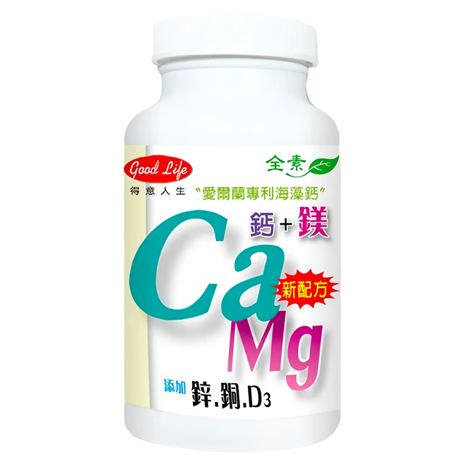 good Life 得意人生 天然海藻鈣 + D3 + 鎂, 60顆, 1罐