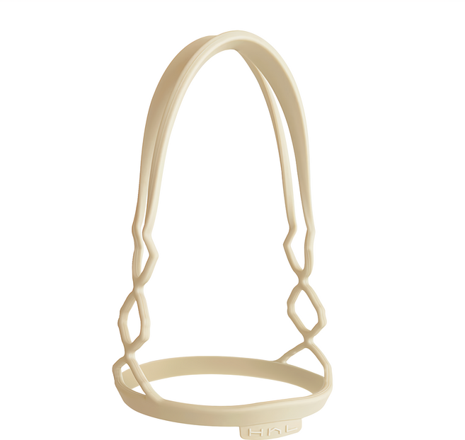 HhL DESIGN 矽膠環保飲料提袋 附收納袋 杏仁奶色 便攜飲料杯套, 1個