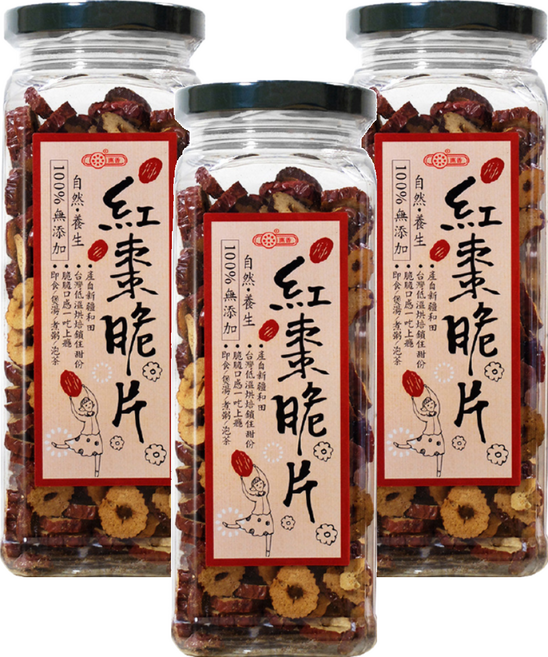 惠香 紅棗脆片, 160g, 3罐
