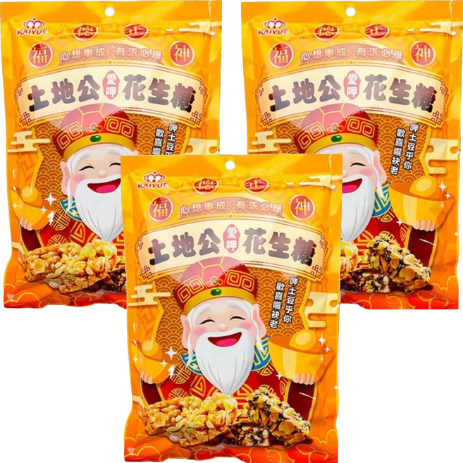 Chiao-E 巧益 土地公綜合花生糖 新版, 150g, 3包