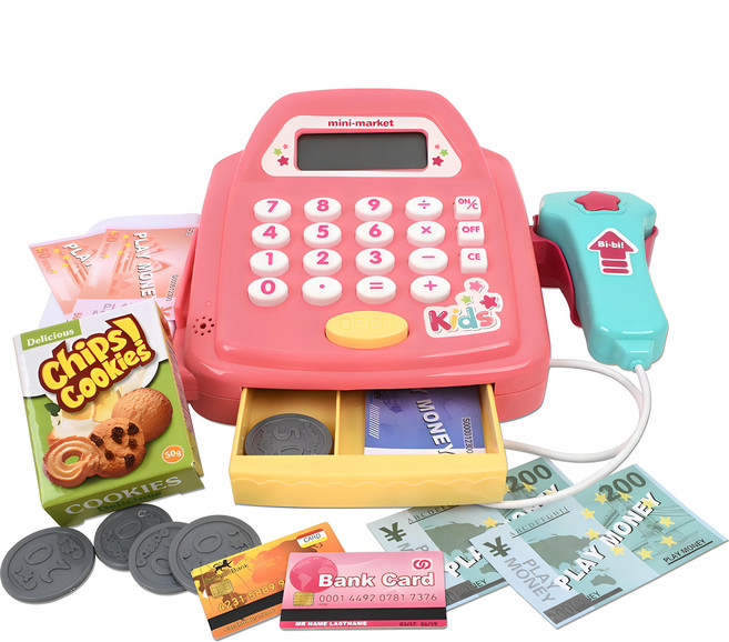 豪華超級收銀機超市遊戲組 粉紅色, 粉色, 1組