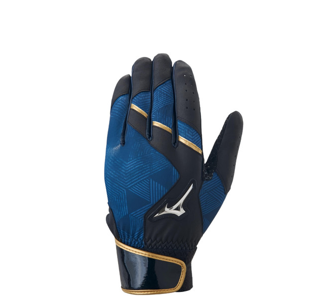 Mizuno 美津濃 打擊手套 1ETEA50213, 黑色 + 藍色 + 金色, 1雙