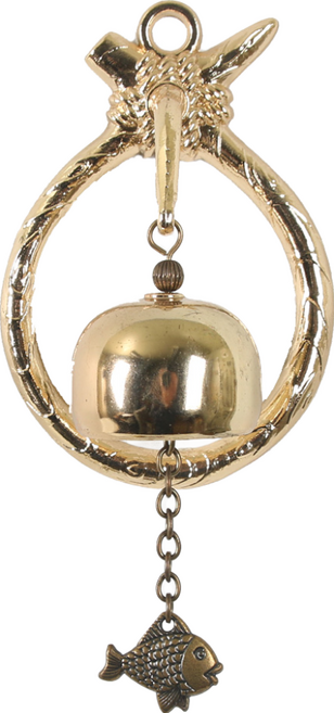 財運滾滾 萬事亨通 門鈴掛飾 合金, 魚款 金色