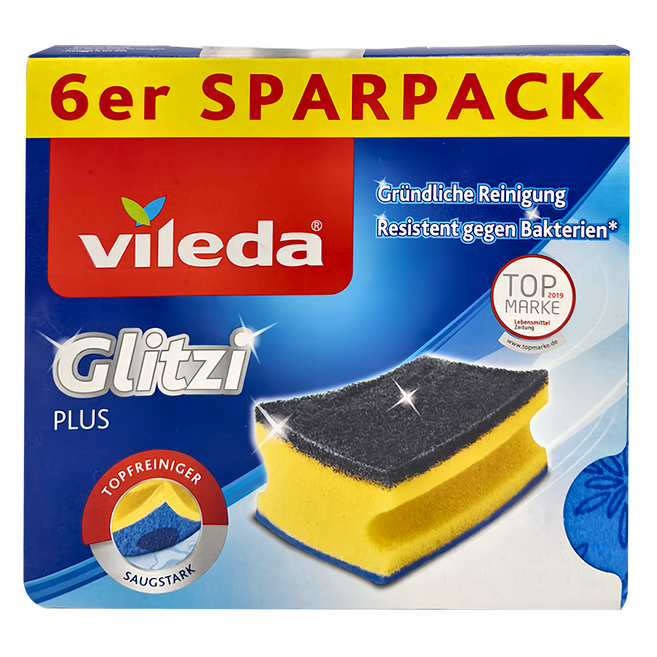 vileda Glitzi Plus 鍋具清潔海綿, 6塊, 1盒