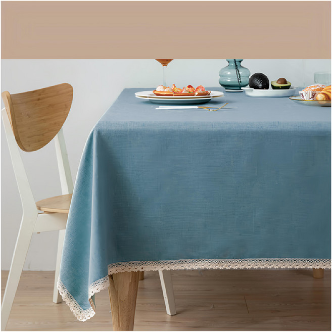 純色防水桌布, 140 x 90cm, 石青藍, 1個