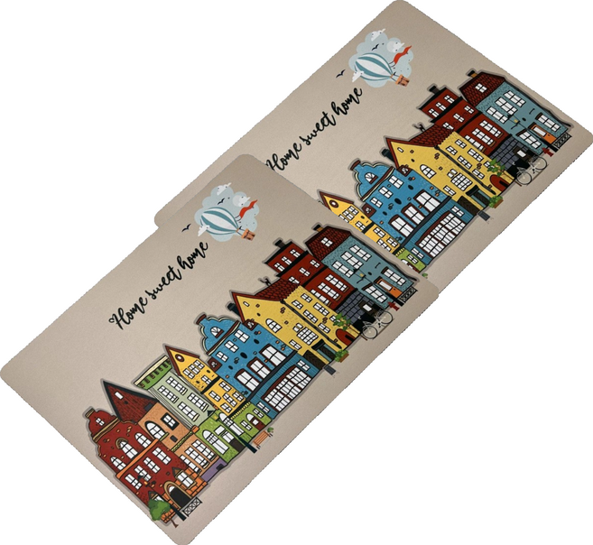 BonBon naturel 軟式硅藻土瞬吸速乾吸水地墊, 歐洲房屋 多色, 2個