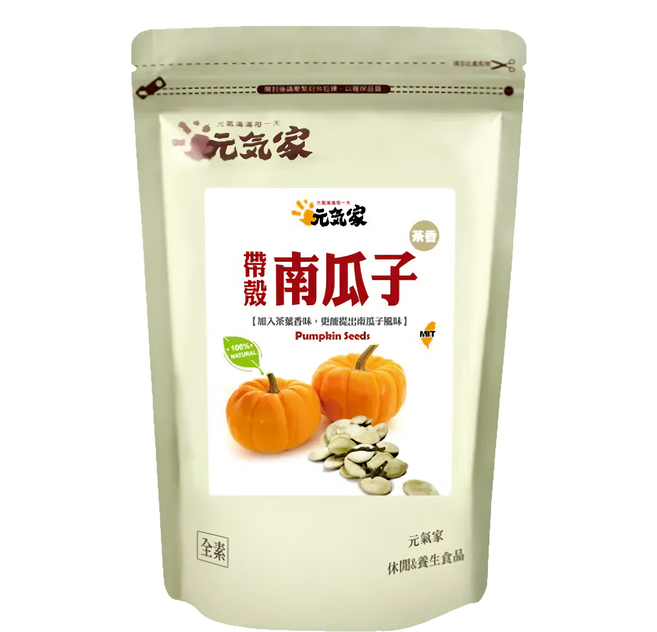 元氣家 茶香帶殼南瓜子, 200g, 1包