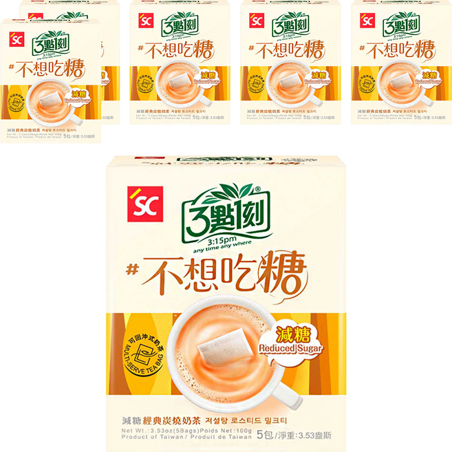 3點1刻 減糖 炭燒奶茶, 20g, 5包, 6盒
