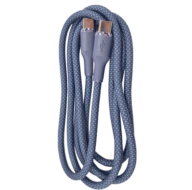 ROMOSS Type-C-Type-C 熔岩鎢金編織充電線, 1.2m, 煙霧藍, 1條