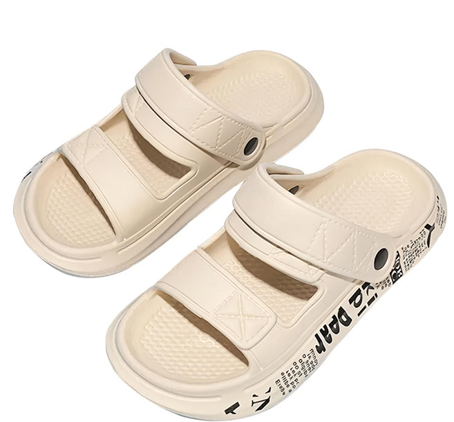 bebehome 5.0厚底踩屎感EVA舒適涼拖鞋, 米色