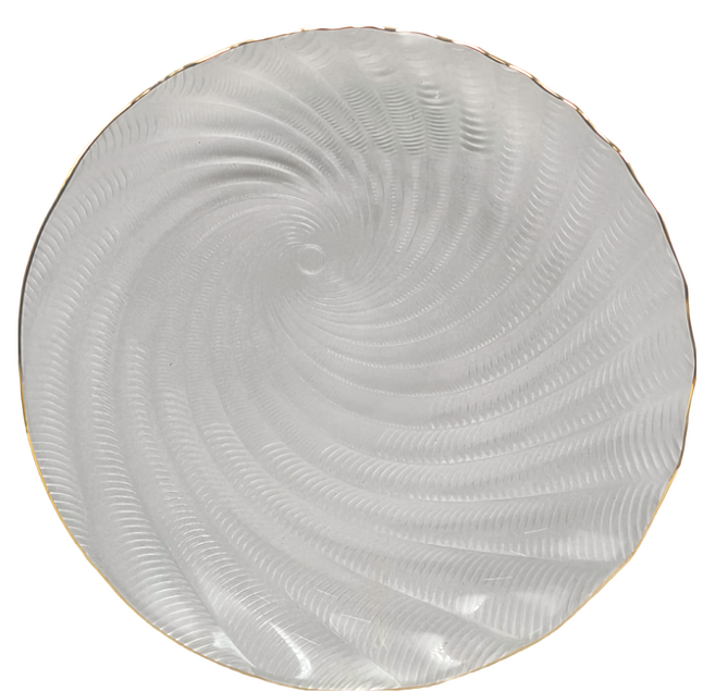 FOREVER 日式玻璃盤, 描金邊鳳尾款, 1個