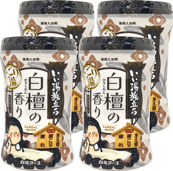 Hakugen Earth 白元 溫泉入浴劑 白檀香, 600g, 4罐