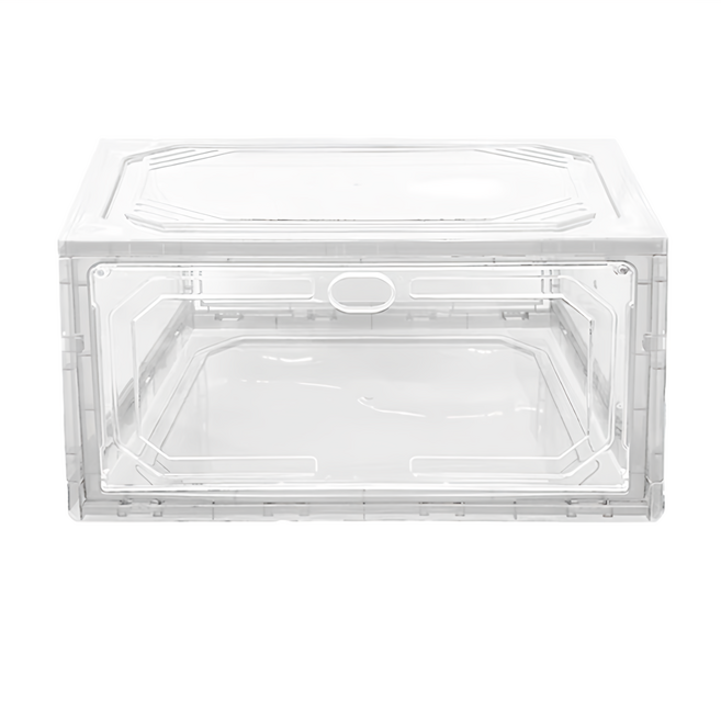 升級版 翻蓋磁吸鞋盒 大號(37 x 26 x 21.4cm) 11.磁吸側開, 透明, 1個