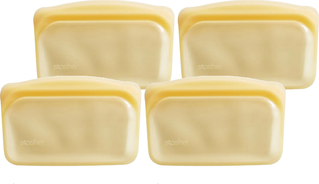 stasher 長形矽膠密封袋 黃色, 17.7 x 12.8cm, 1入, 4個