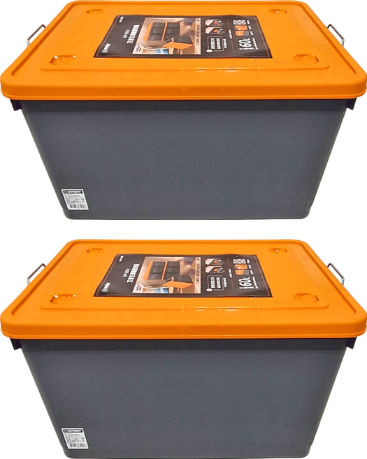 KEYWAY 聯府 艾普生 滑輪整理箱 60L, 橘色 + 黑色, 2個