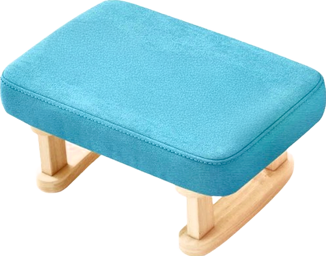 客廳實木布藝沙發方凳 原木腿, 1個, 天藍色